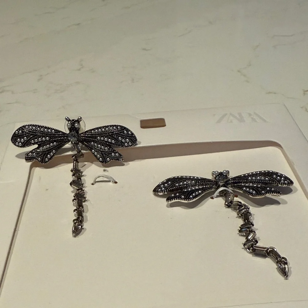Zara Silver Dragonfly Earrings - Picture 5 of 5